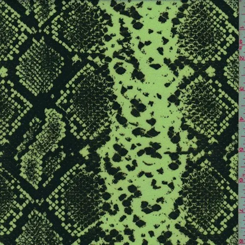 3 YD PC-Neon Yellow Snakeskin Double Brushed Jersey Knit Fabric