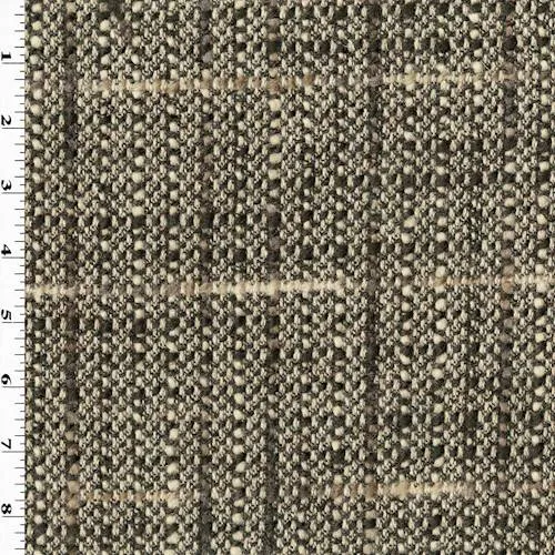 6 1/2 YD PC-Brown/Beige Wool Blend Texture Dobby Jacketing Fabric