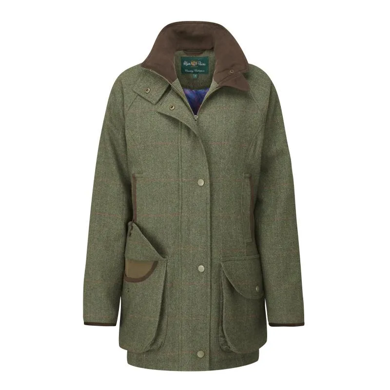 Alan Paine Combrook Ladies Tweed Waterproof Shooting Coat - Heath