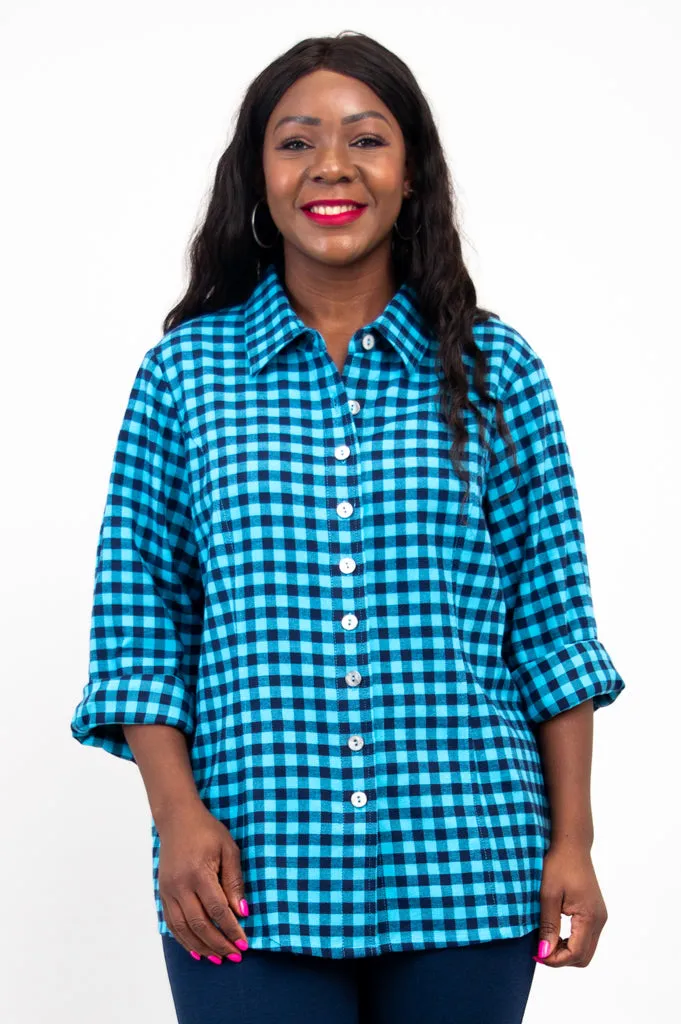 Alexis Top, Mazarine Plaid, Cotton Flannel