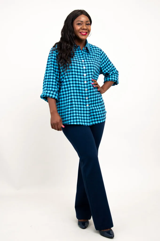 Alexis Top, Mazarine Plaid, Cotton Flannel