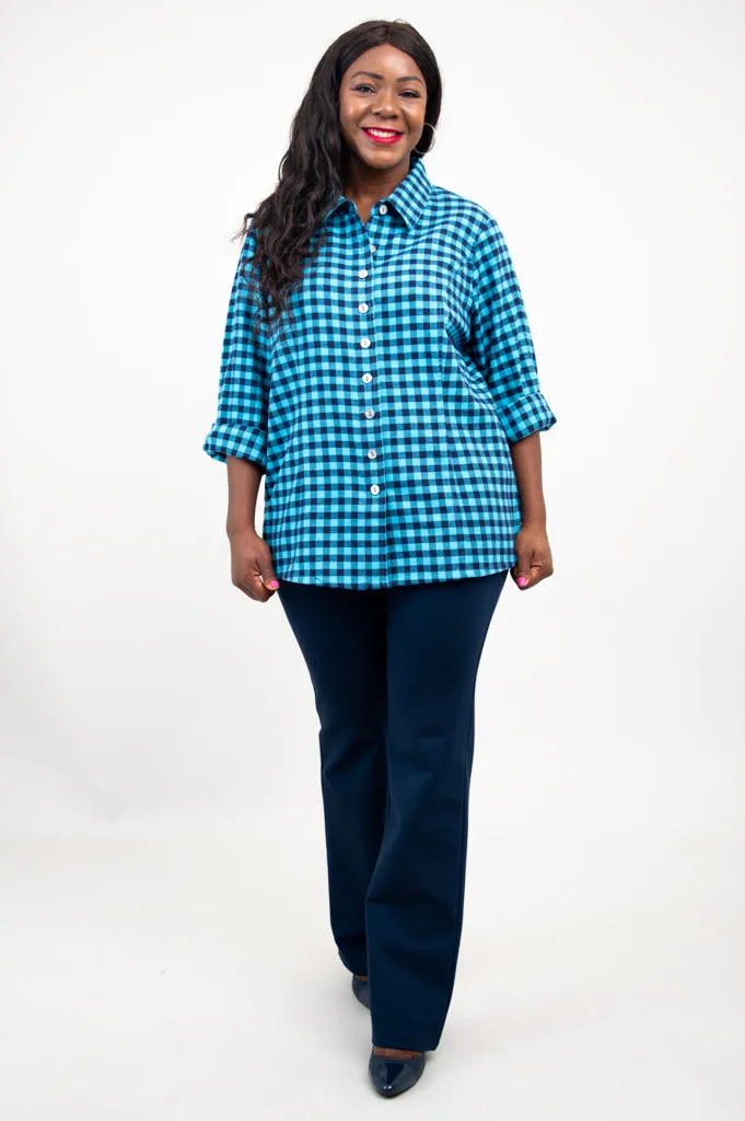 Alexis Top, Mazarine Plaid, Cotton Flannel