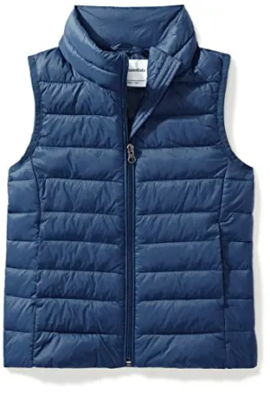 Amazon Essentials Girl's Lightweight Water-Resistant Packable Puffer Vest, Navy, Medium