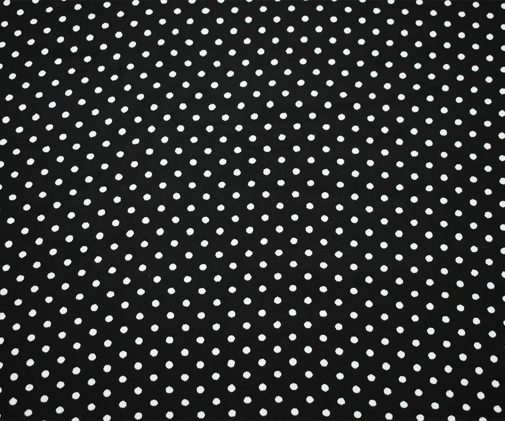 Black-White Polka Dot Printed Polyester Faille Woven Fabric