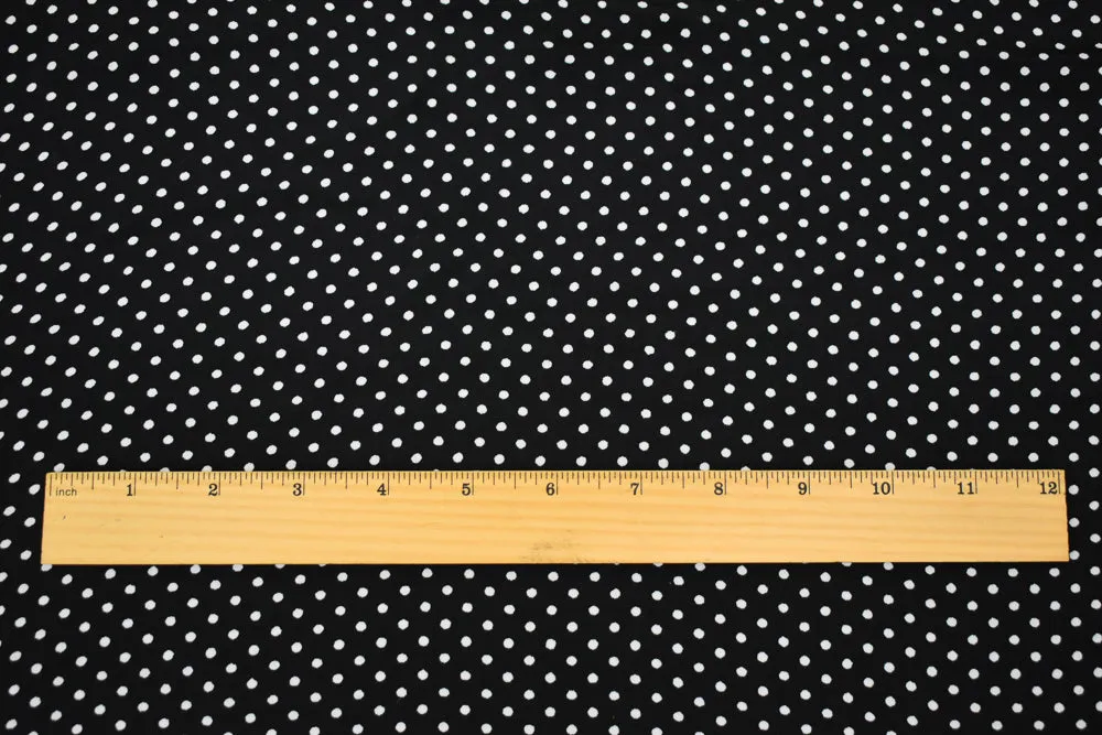 Black-White Polka Dot Printed Polyester Faille Woven Fabric