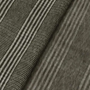 Black/Multi Brushed Back Stripe Wool Blend Jacketing Fabric