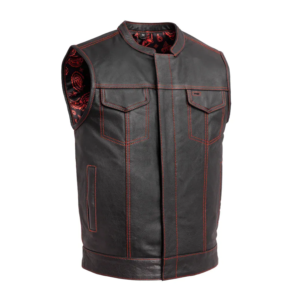 Black/Red Leather "The Cut" Vest