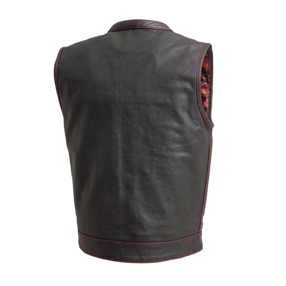 Black/Red Leather "The Cut" Vest