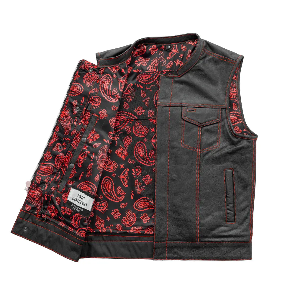 Black/Red Leather "The Cut" Vest