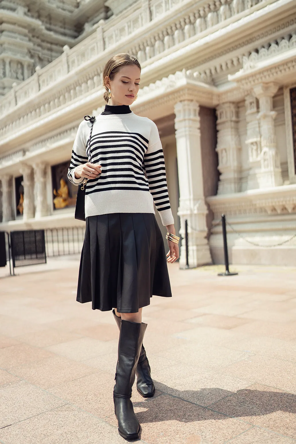 Bliss Oversized Striped Sweater Black & White