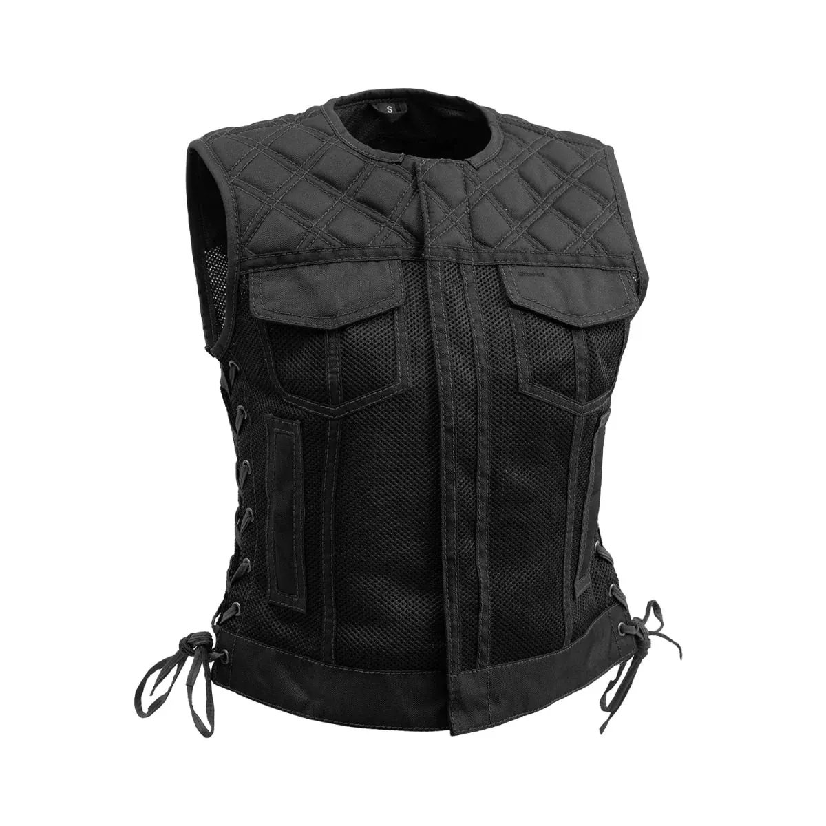 Bonnie Moto Mesh Women's Motorcycle Vest - Diamond Quilt