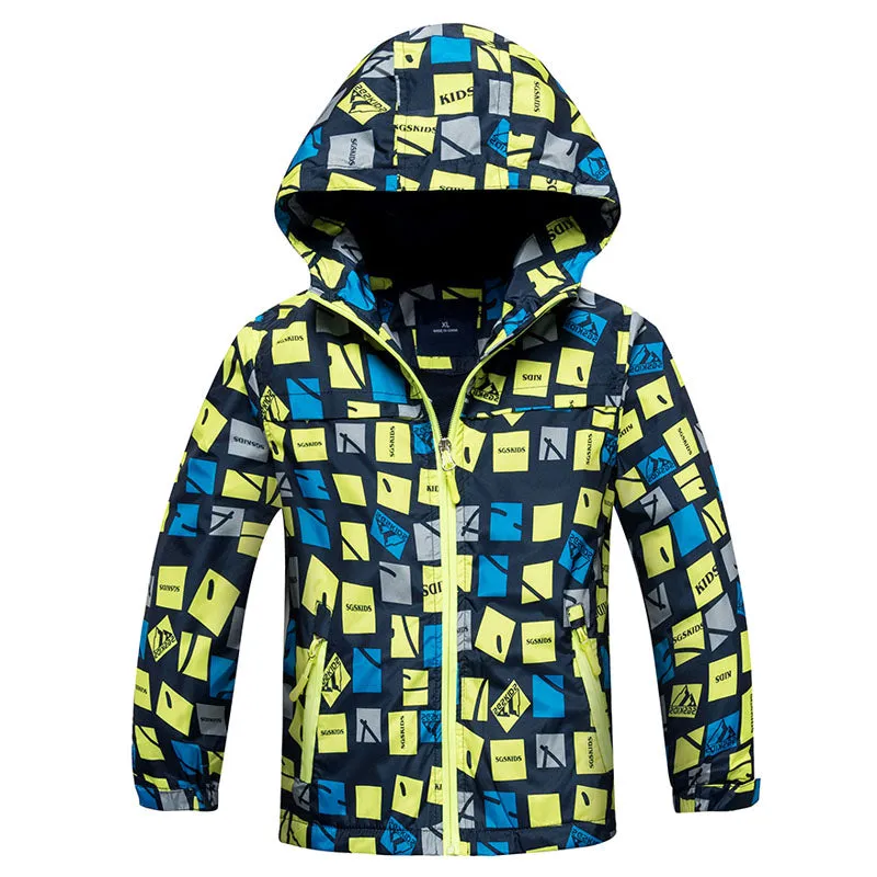 Boys Windbreaker Jacket Sporty Graffiti Print