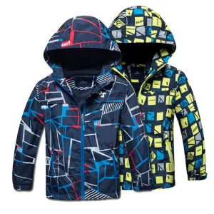 Boys Windbreaker Jacket Sporty Graffiti Print