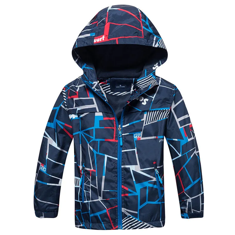 Boys Windbreaker Jacket Sporty Graffiti Print