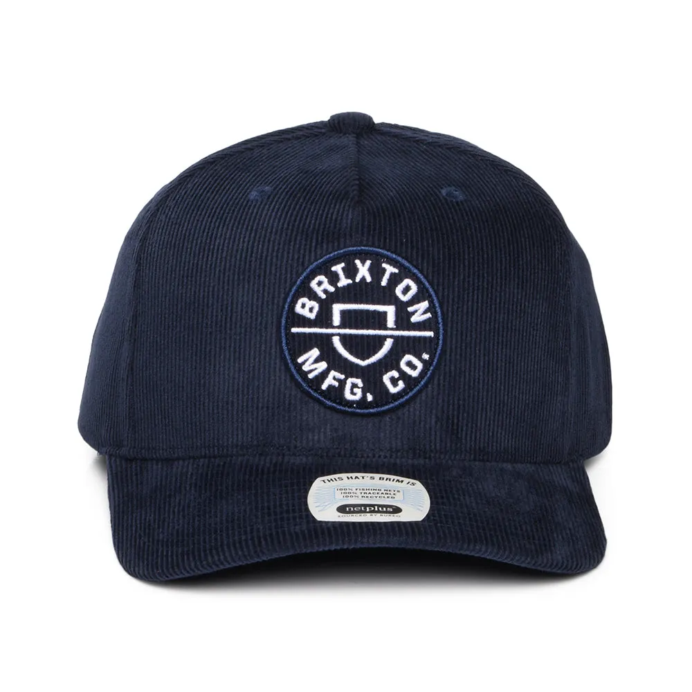 Brixton Hats Crest C NetPlus MP Corduroy Snapback Cap - Washed Navy