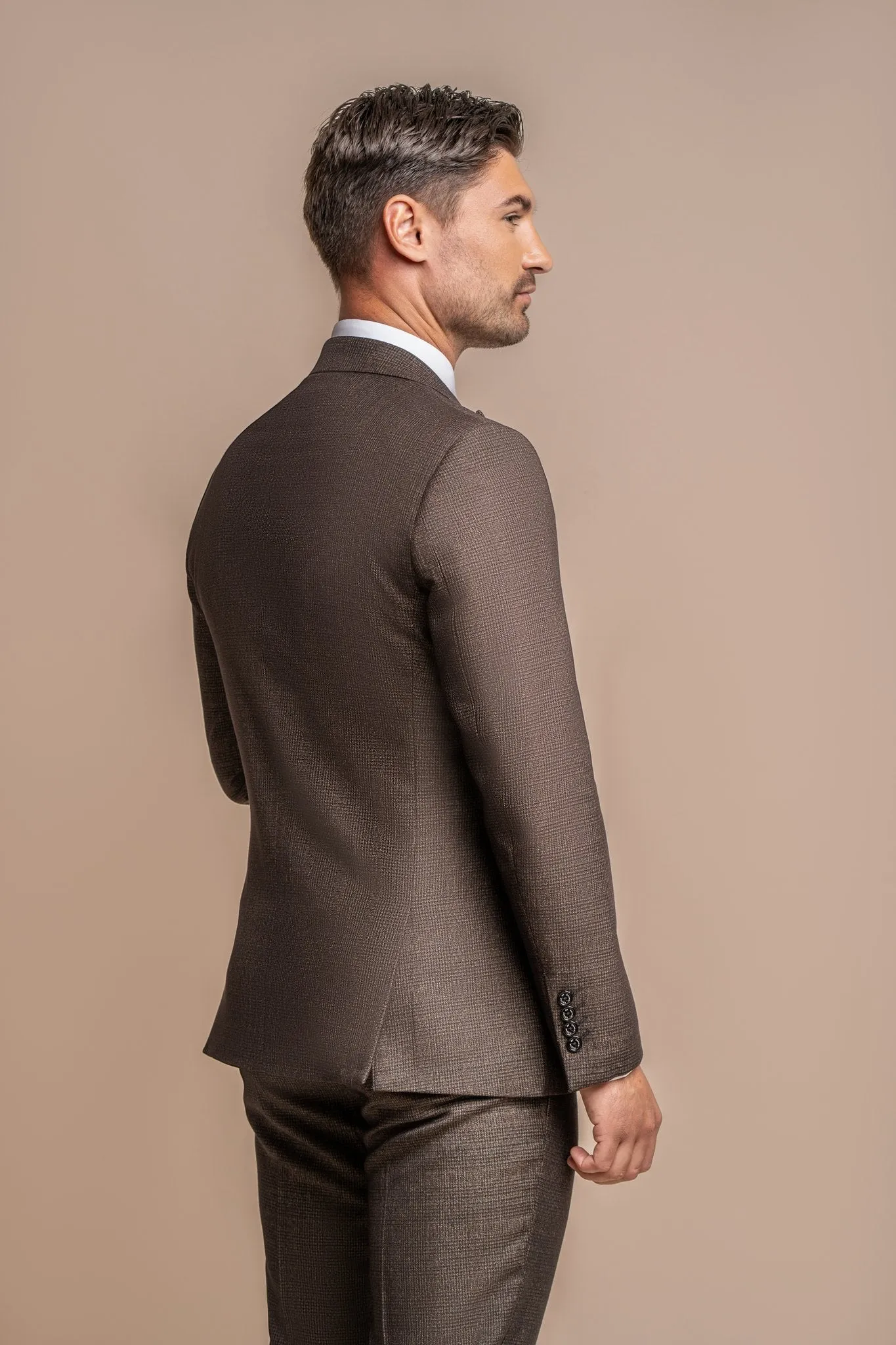 Caridi Brown with Lennox Beige Double Breasted Waistcoat