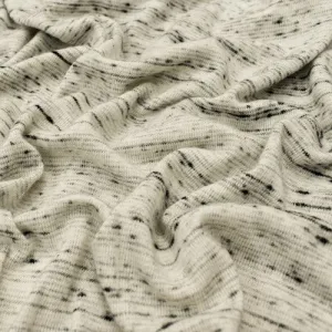 Cement White/Black Brushed Slubbed Jersey Knit Fabric