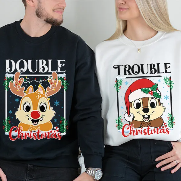 Double Trouble Christmas Sweatshirt - Sizes YXS to 5XL - Matching Family Shirts