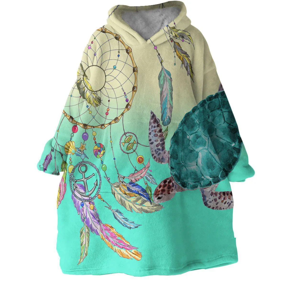 Dreamcatcher and Sea Turtle Wearable Blanket Hoodie