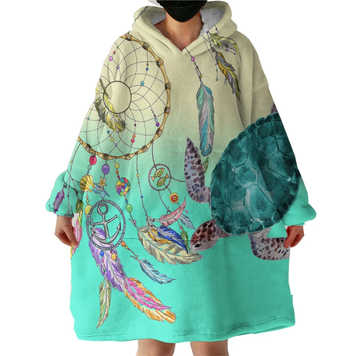 Dreamcatcher and Sea Turtle Wearable Blanket Hoodie