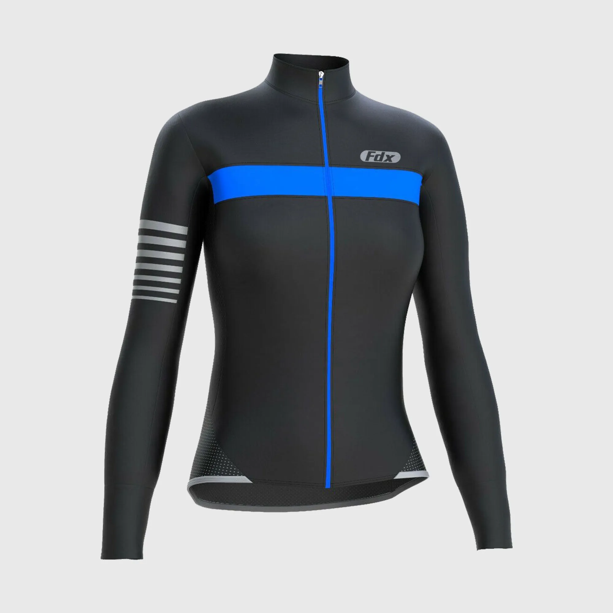 Fdx All Day Women's & Girl's Blue Thermal Roubaix Long Sleeve Cycling Jersey