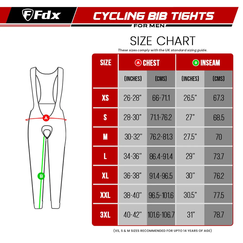 Fdx Arch Men's & Boy's Black Thermal Padded Cycling Cargo Bib Tights