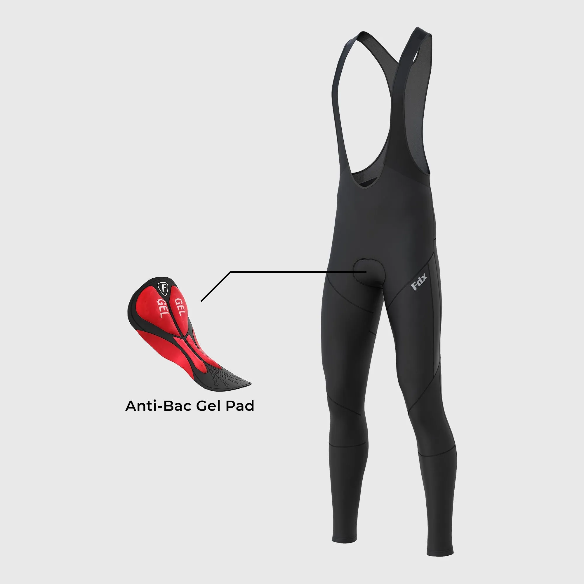 Fdx Arch Men's & Boy's Black Thermal Padded Cycling Cargo Bib Tights