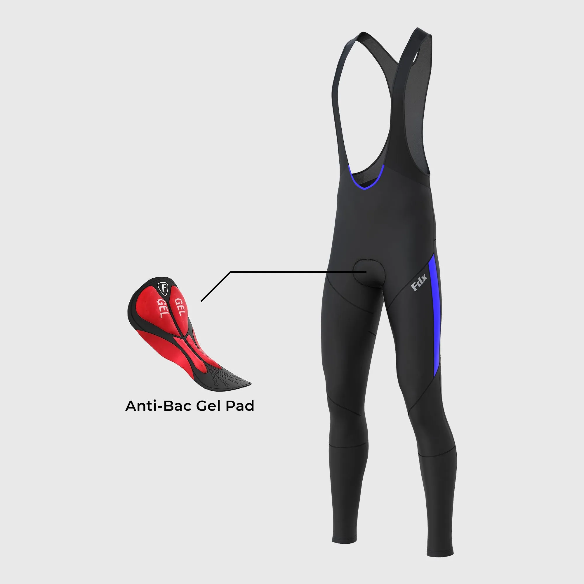 Fdx Arch Men's & Boy's Blue Thermal Padded Cycling Cargo Bib Tights