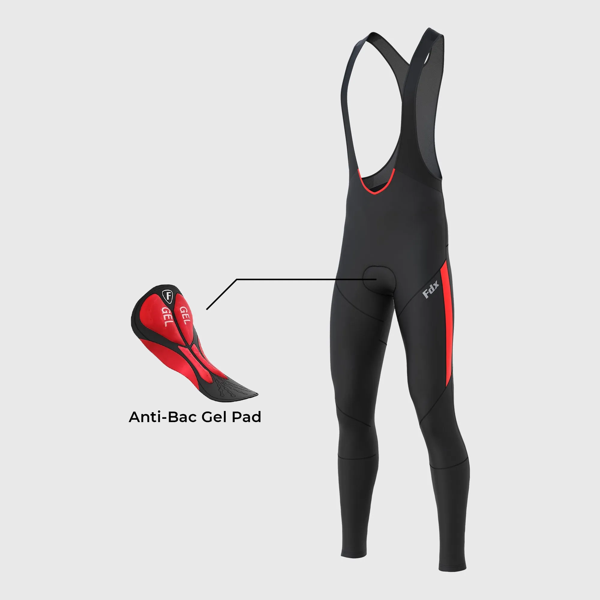 Fdx Arch Men's & Boy's Red Thermal Padded Cycling Cargo Bib Tights