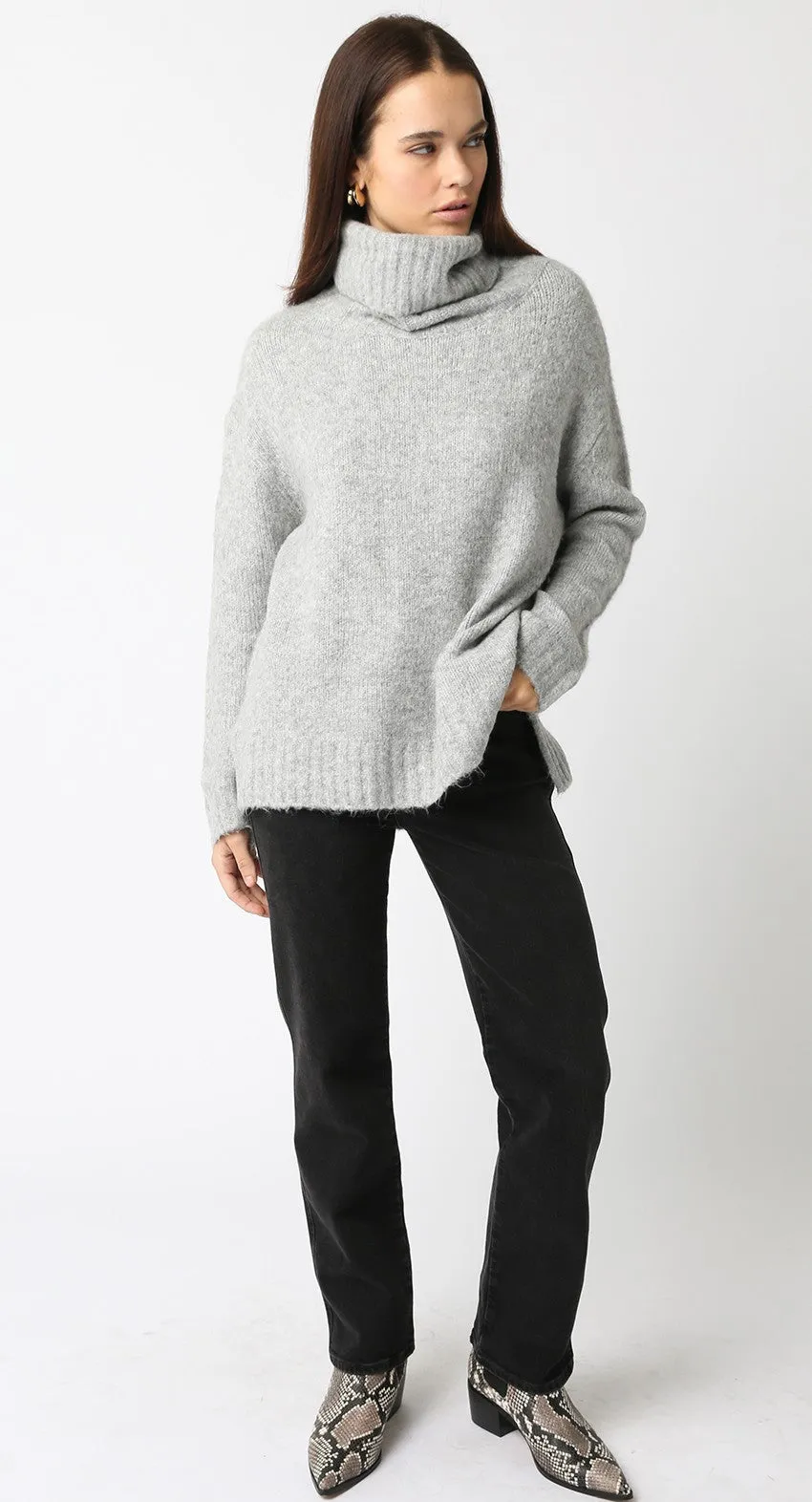 Fuzzy Turtleneck Oversized Sweater