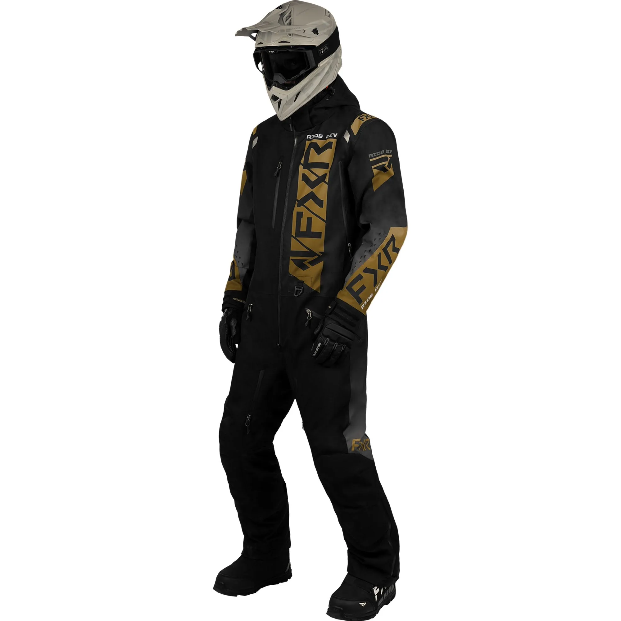 FXR  Mens Helium Lite Snowmobile Monosuit Uninsulated HydrX Pro Black Canvas