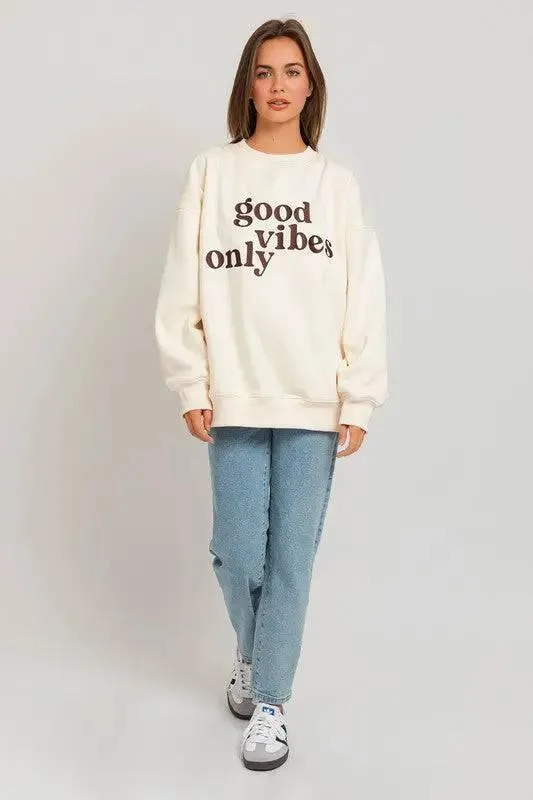 Good Vibes Embroidered Oversized Sweatshirt