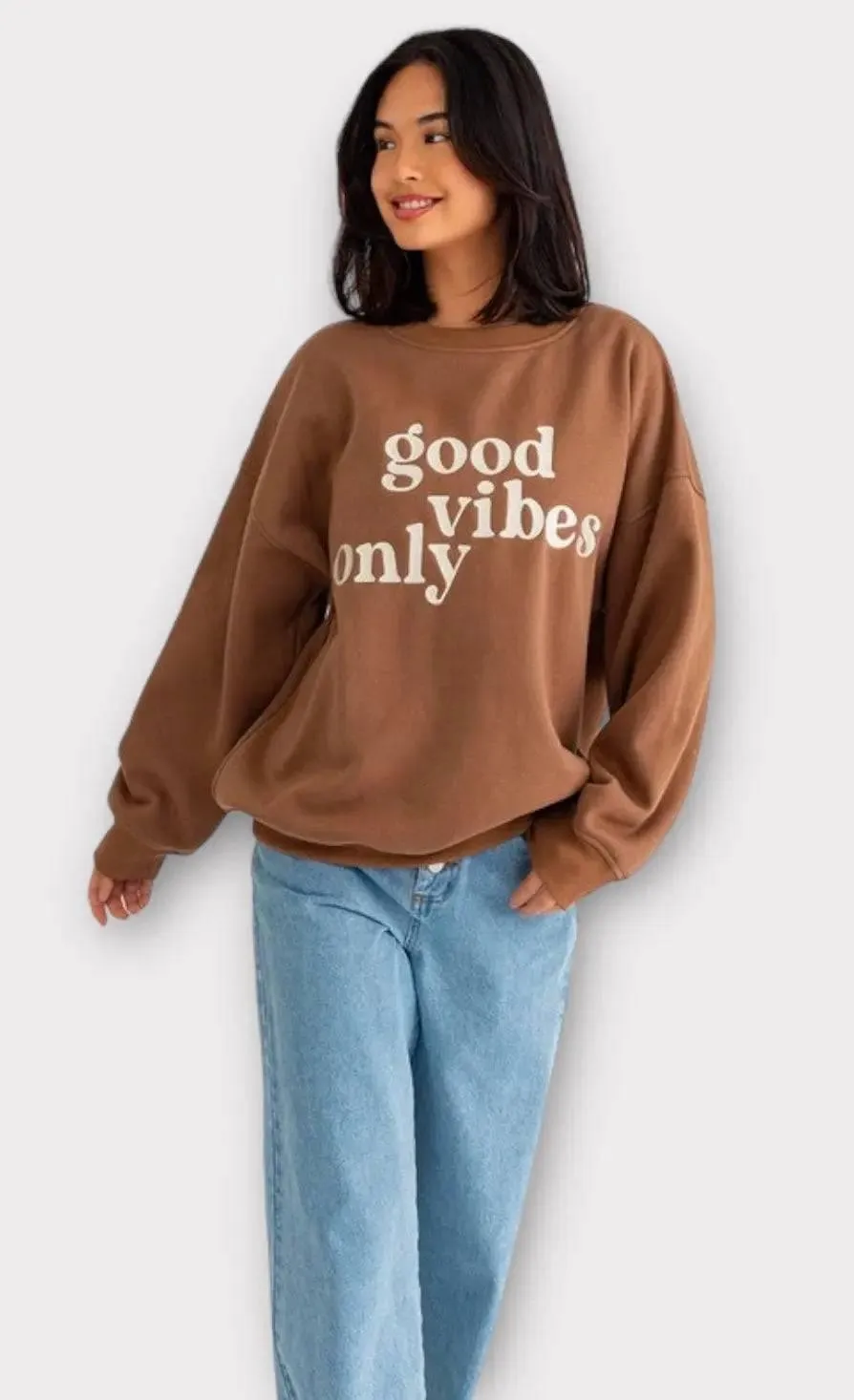 Good Vibes Embroidered Oversized Sweatshirt