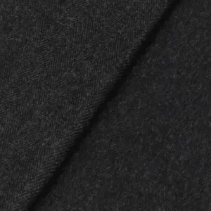 Gray/Black Brushed Herringbone Wool Blend Jacketing Fabric