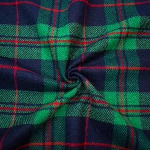 Green-Multi Poly-Wool Single Sided Brushed Plaid Twill Jacketing Fabric