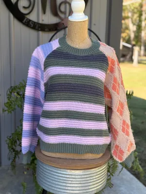 Heather Mixed Pattern Sweater