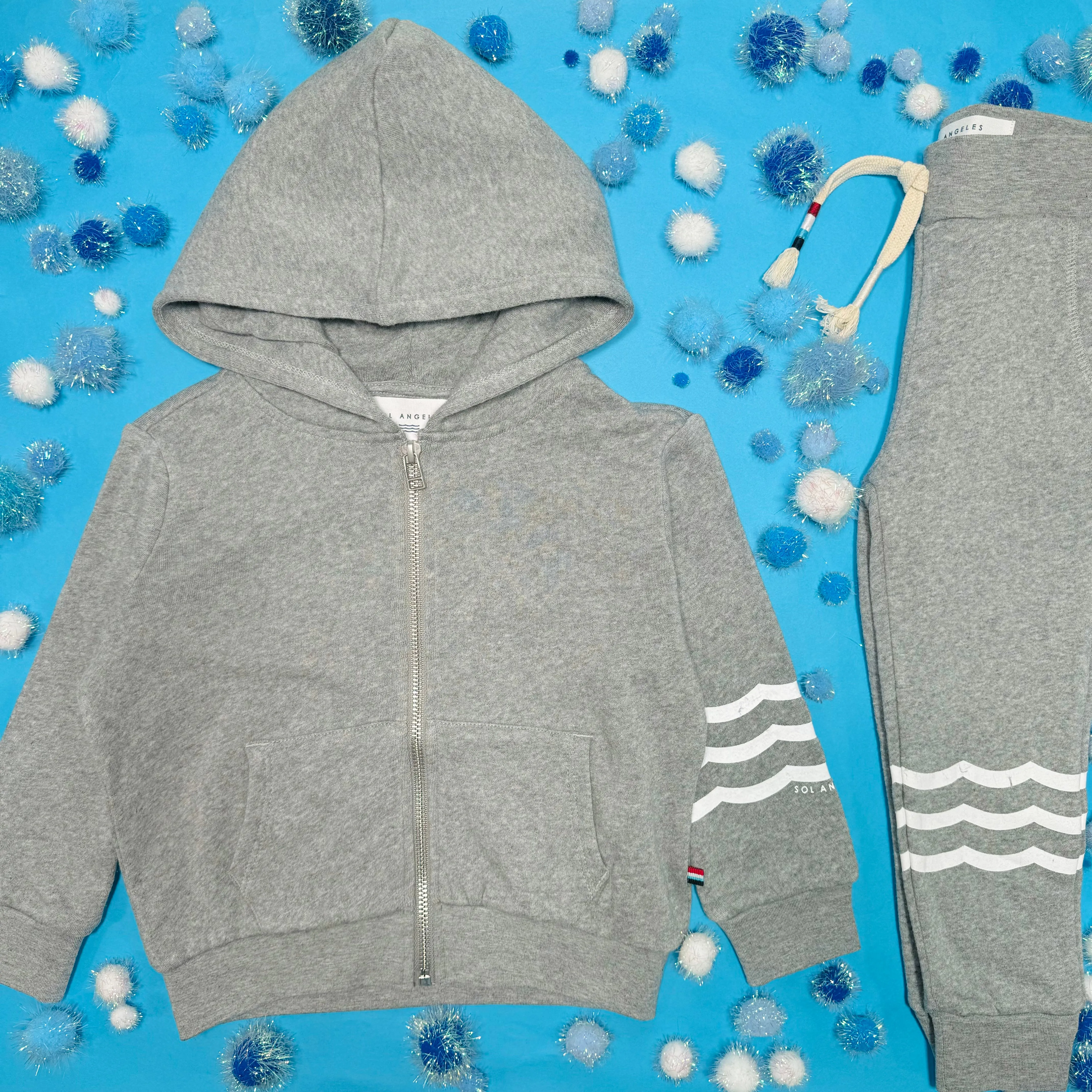 HEATHER WAVES ZIP UP HOODIE