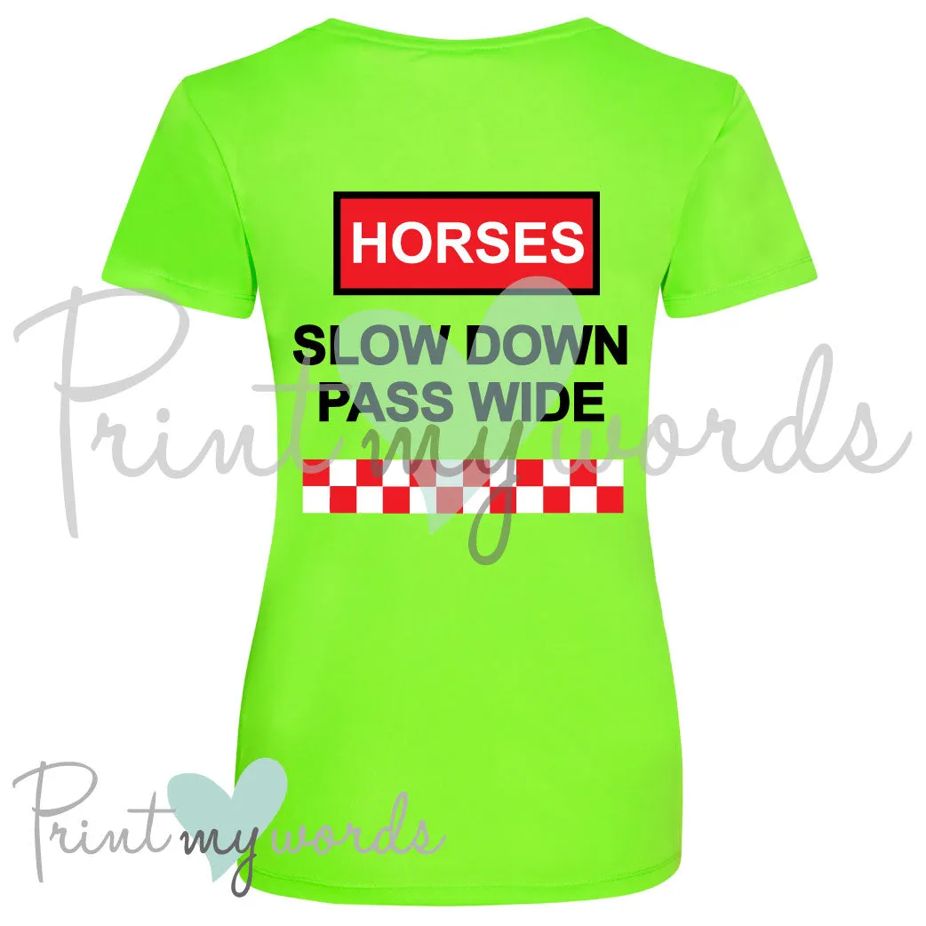 Hi Vis UV Protection Equestrian Horse Riding Summer T-Shirt Vest Polo - Slow Down Pass Wide