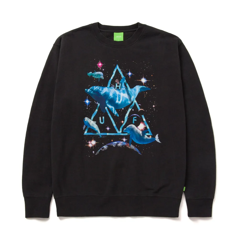 HUF SPACE DOLPHINS WASH CREWNECK // BLACK