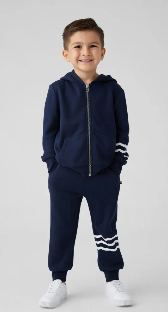 INDIGO WAVES ZIP UP HOODIE