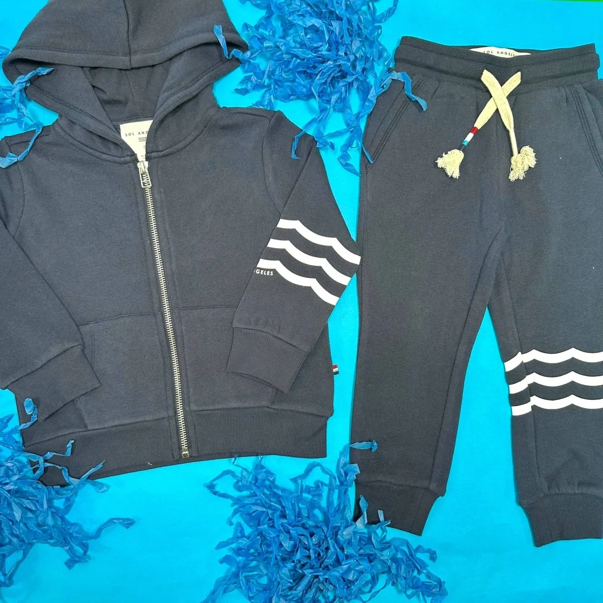 INDIGO WAVES ZIP UP HOODIE