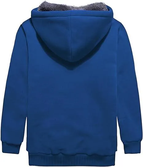 Kid's Winter Sports Solid Color Fleece Hoodie-ZPK005867