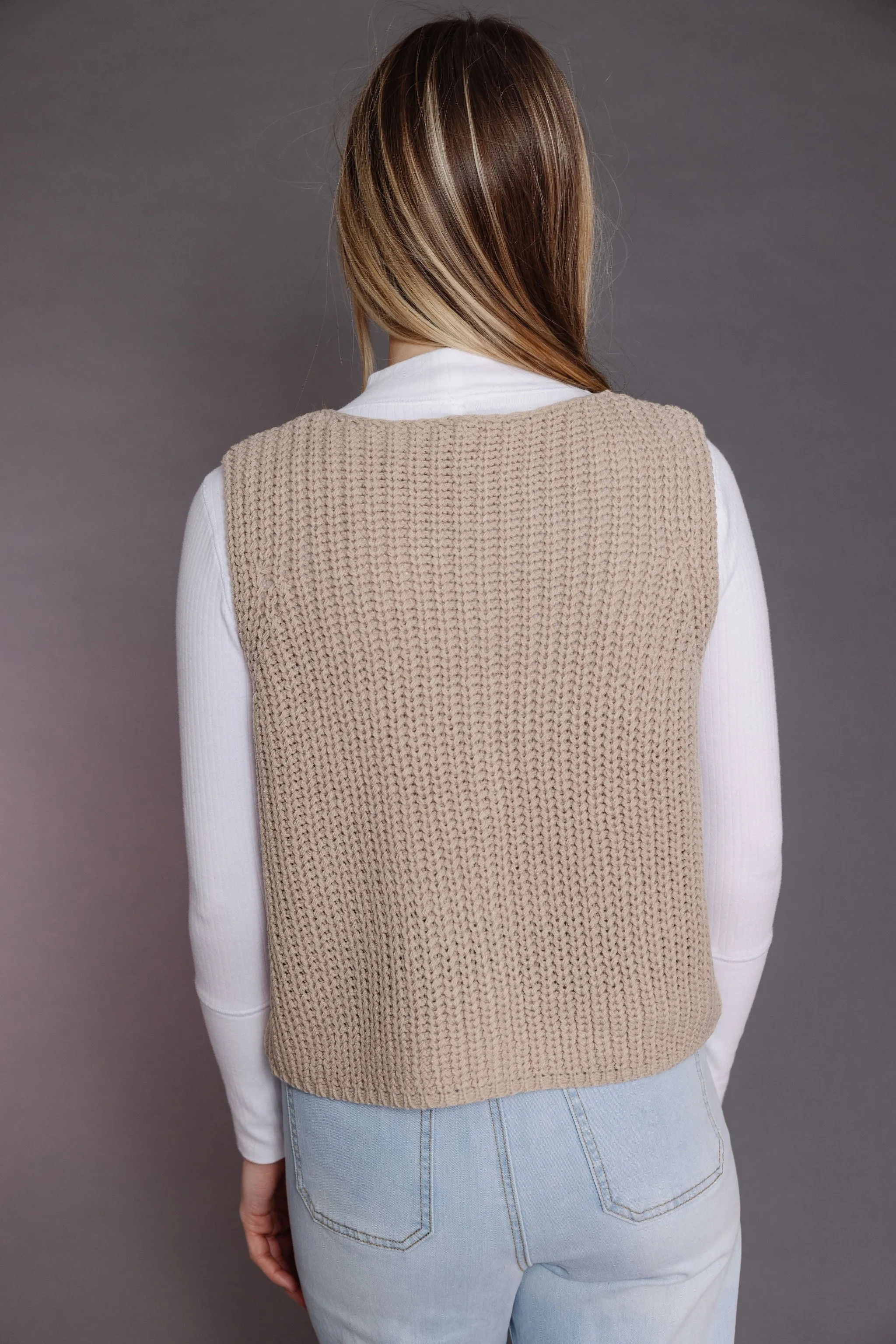 Kira Sweater Vest in Stone