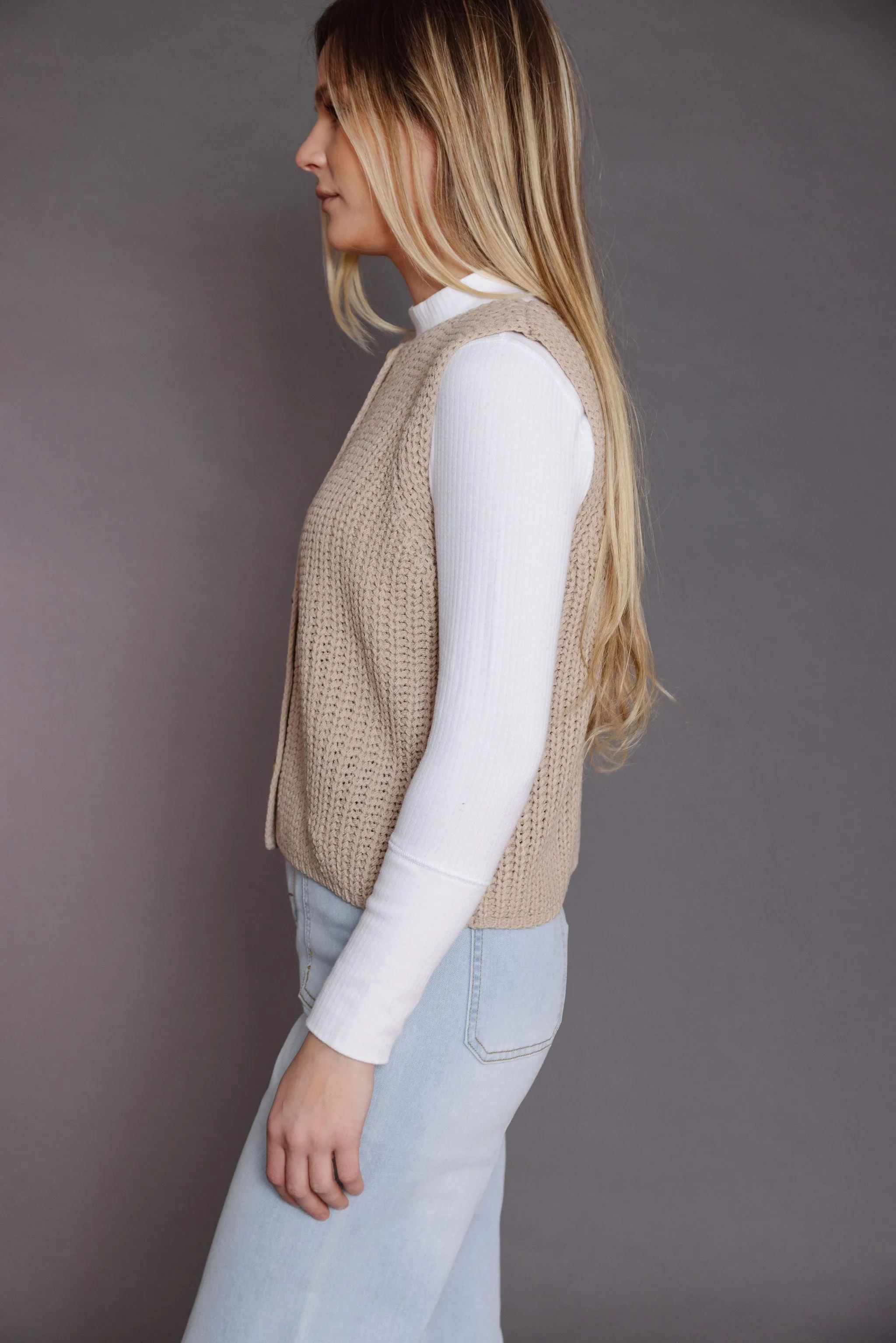 Kira Sweater Vest in Stone