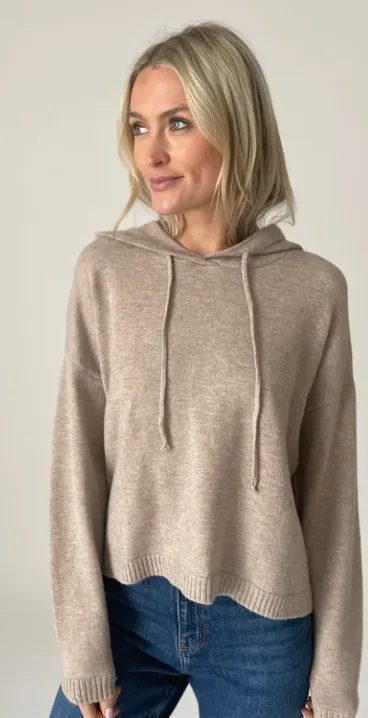 Latte Smiley Knit Hoodie