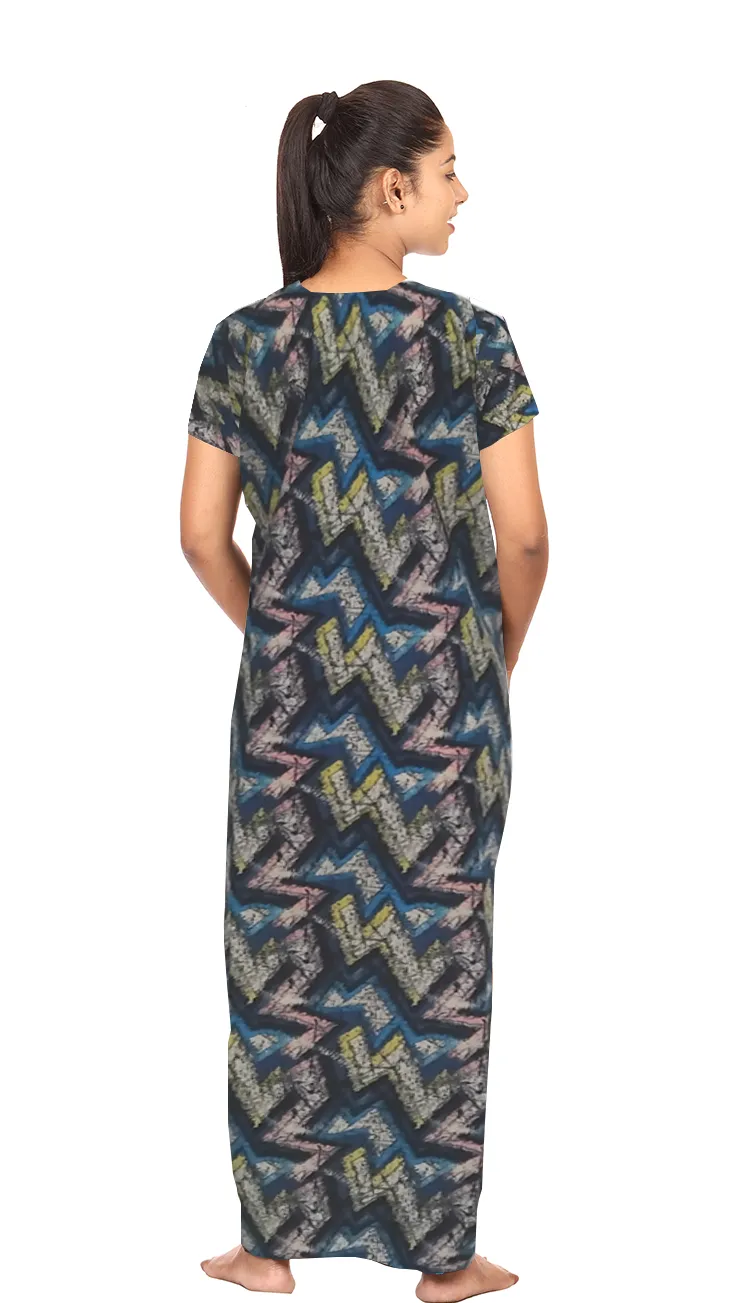 MANGAI New Regular Fit Cotton Printed Nighties - All Over Printed Stylish Nightwear for Stylish Women | Side Cut Pocket | Beautiful Nighties for Stylish Women's | Colourful Printed Cotton Nighties (LDM)