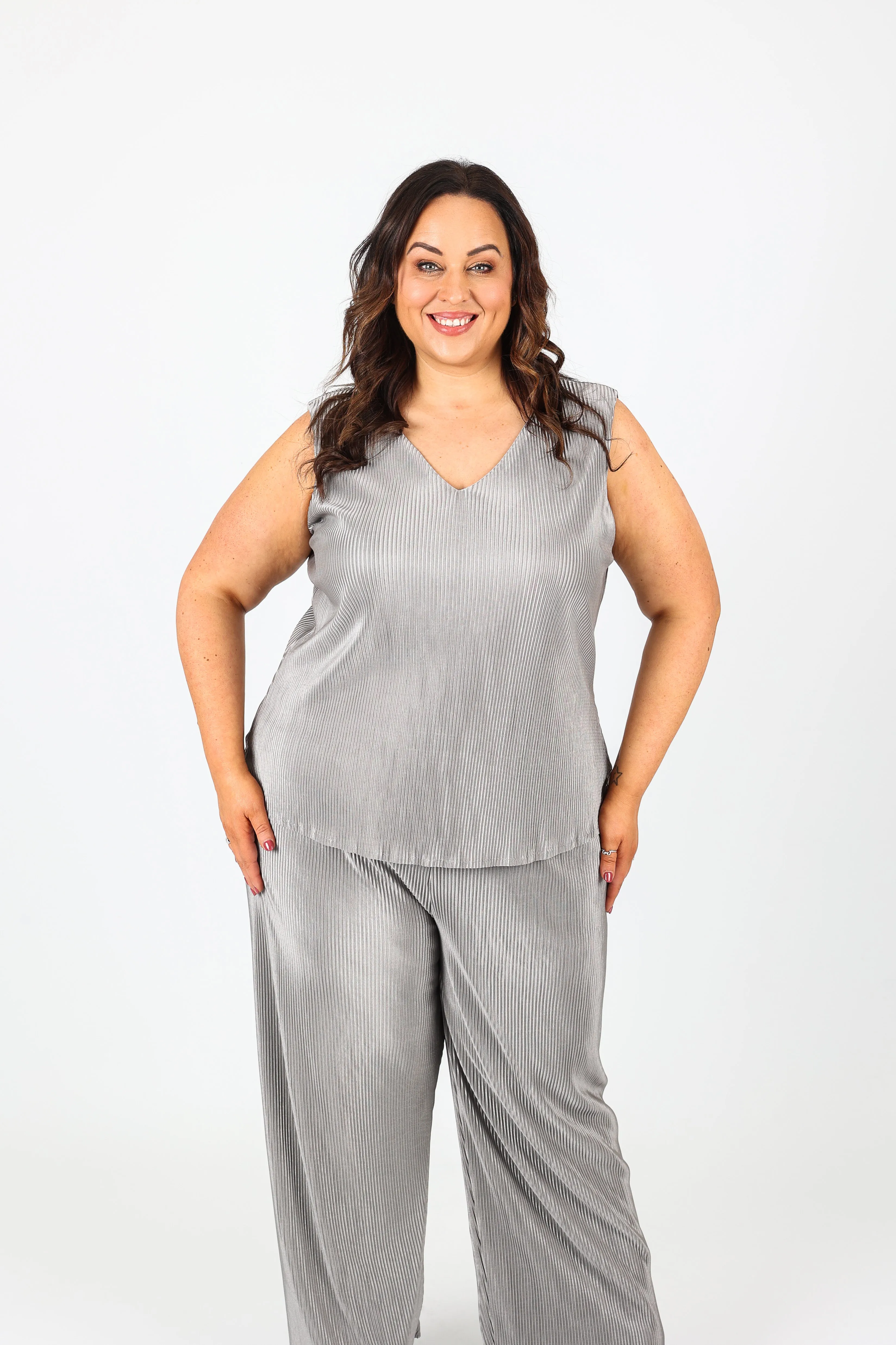 Mellomi Vicky Plisse Vest in Silver