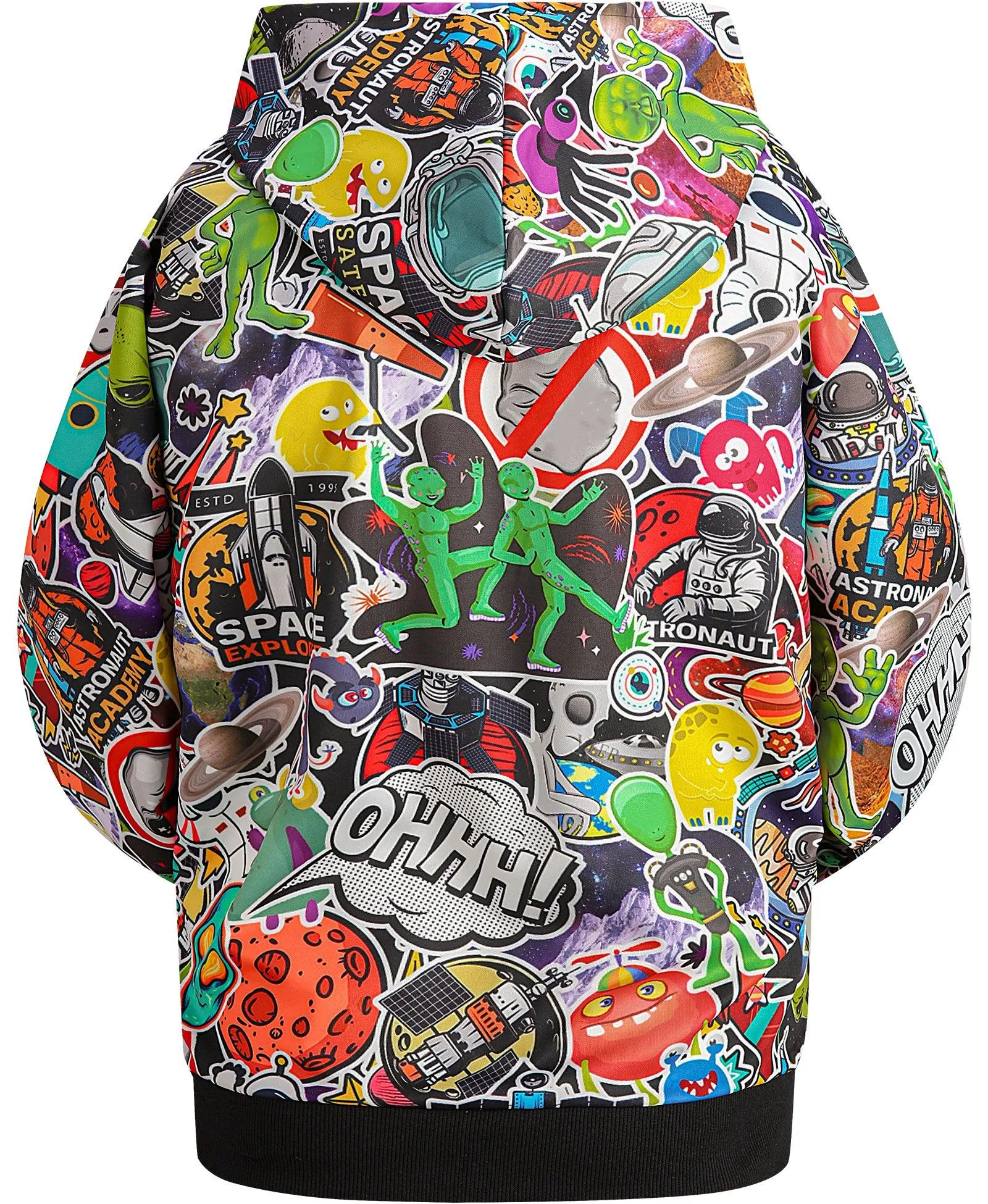 Men's Graffiti Print Zip Up Long sleeve Hoodie-ZPK006184