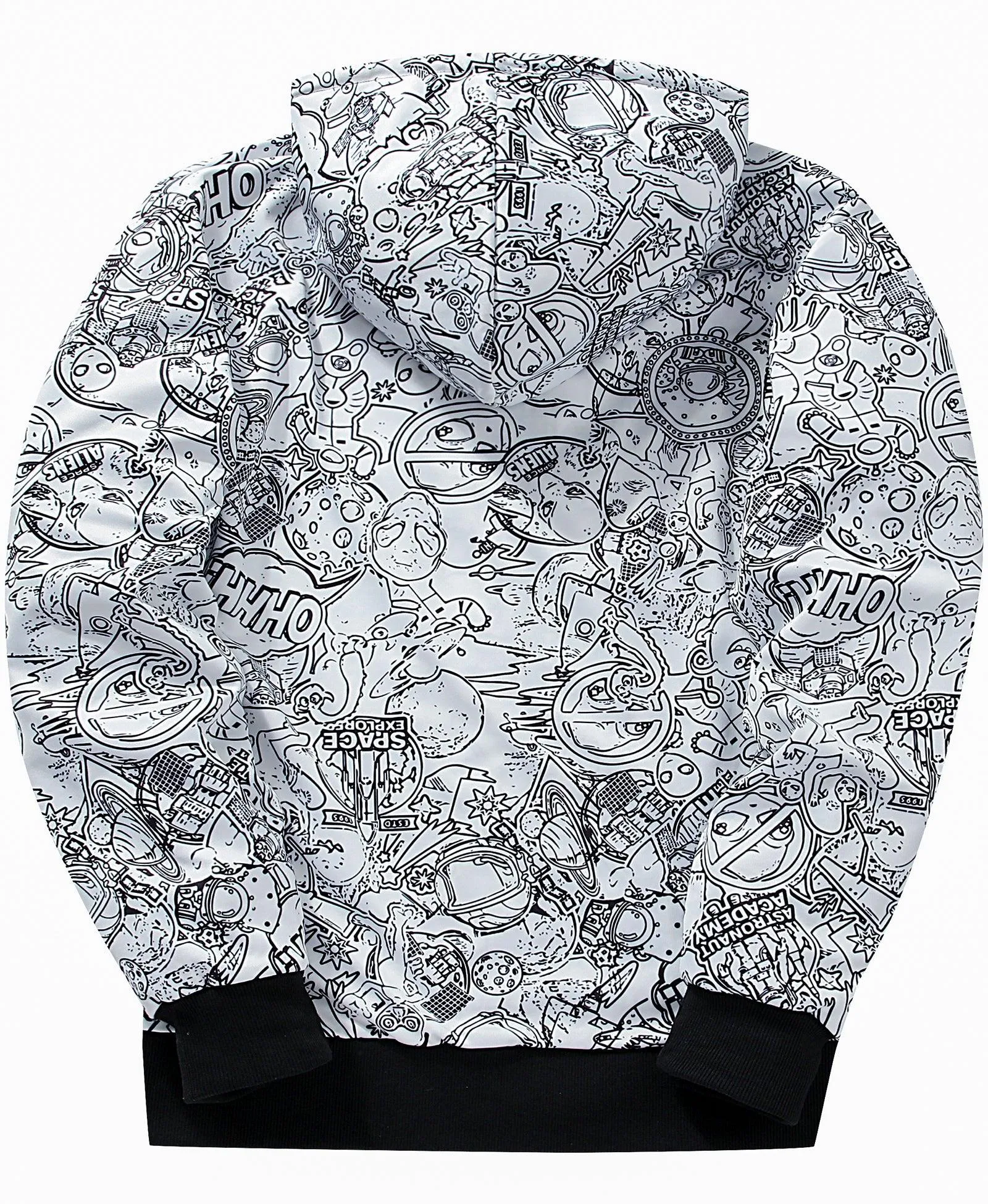 Men's Graffiti Print Zip Up Long sleeve Hoodie-ZPK006184