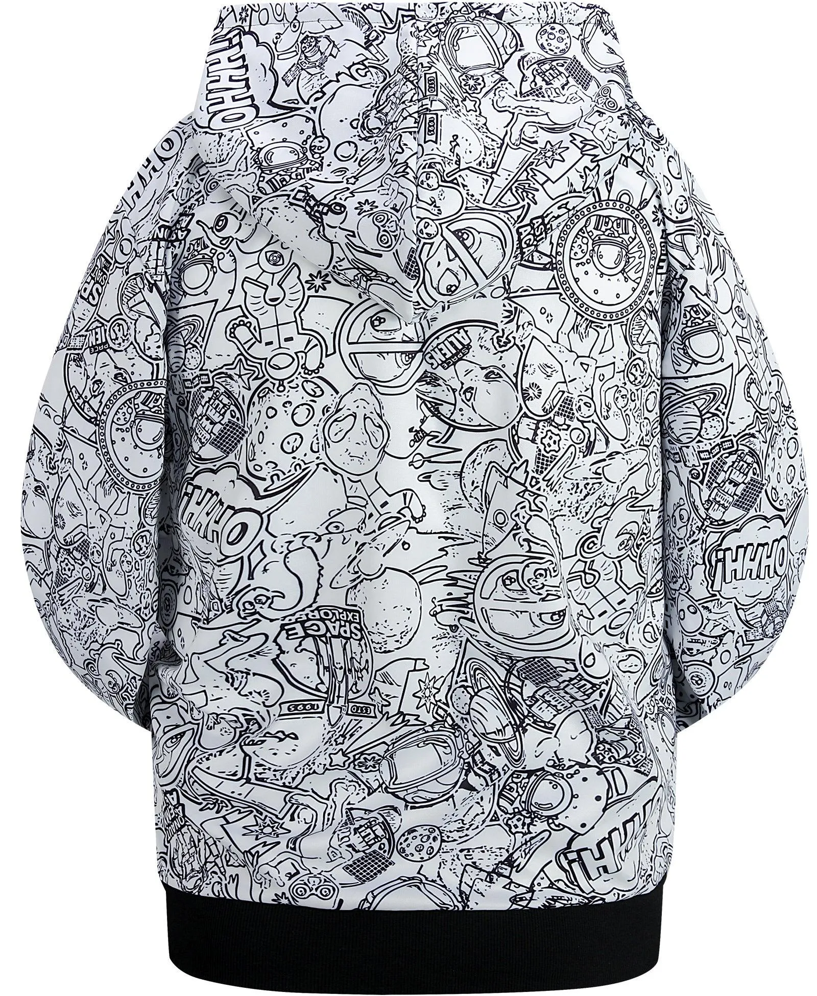 Men's Graffiti Print Zip Up Long sleeve Hoodie-ZPK006184